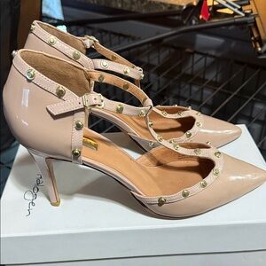 Halogen “Martine” Studded Nude Pointed-Toe Stiletto Heels women’s size 11